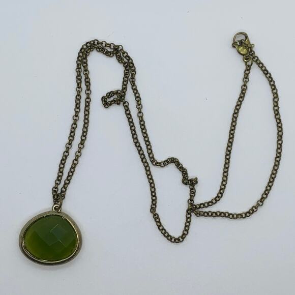 Green & Gold-Tone Rhinestone Pendant Necklace - Picture 4 of 8